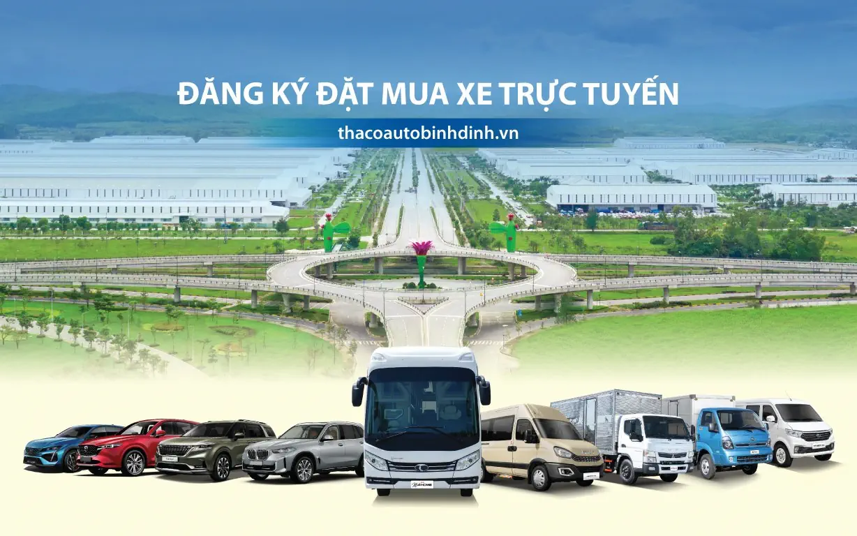 Trải nghiệm tính năng đặt mua xe trực tuyến trên website THACO AUTO BÌNH ĐỊNH